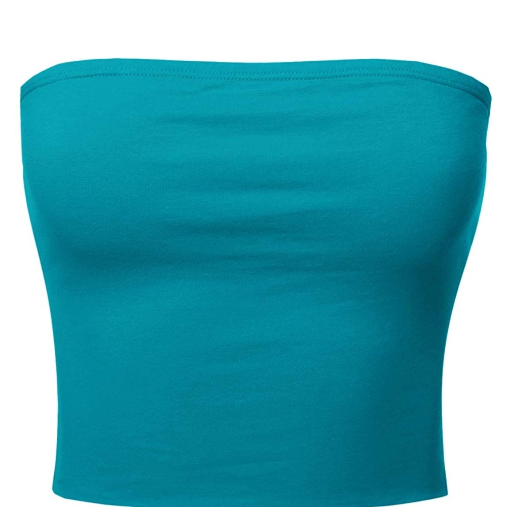 Teal Strapless Tube Top Crop Top